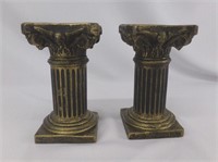 2 Table Top Ceramic Gold Color Pedestals