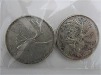 2x 25 cents canada en argent 1962, circulés