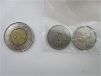 2x 25 Cents canada en argent 1969, circulés