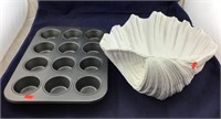 Two Calphalon Muffin Pans And Ceramic Shell