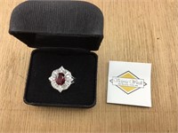 Sterling Victoria Wieck Created Ruby/CZ Ring