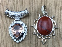 Pr of Sterling & Unmarked Stone & Unknown Pendants