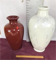 Two Ceramic Vases, White Vase is Very Ornate