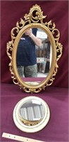 Vintage Syroco Oval Mirror 1969, Small Oval Mirror