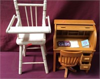 American Girl Roll-Top Desk With Chair And