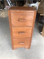 Three drawer wood chest