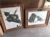 Driftwood framed wildcats