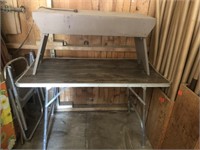 Folding table & wood bench