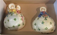 2 Lady Figural String Holders