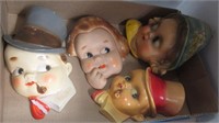 4 Figural Face String Holders