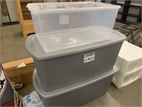 3 LARGE TOTES WITH LIDS