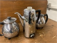 3 VINTAGE STAINLESS STEEL COFFEE POTS