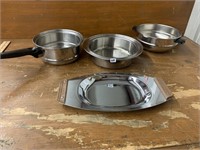 STAINLESS POTS AND TRAY