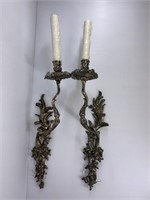 Pr Sherle Wagner Pewter Look Candle Wall Sconces