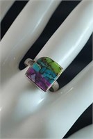Blue Green Turquoise Sterling Ring