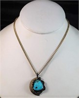 Brass & Turquoise? Pendant on Chain