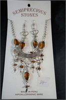 Semi-Precious Necklace & Earrings