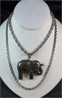 Elephant Necklace & Sterling Chain