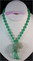 Emerald (?) Earrings & Necklace