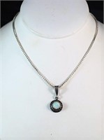 925 Necklace with Opal (?) Pendant