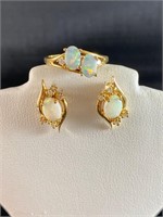 14K Opal (?) Ring & Earrings
