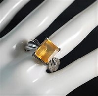 925 Ring with Yellow/Orange Stone