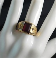 18KT GF Ring w/Red Stone