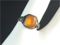 Sterling Child's Ring w/Orange Stone