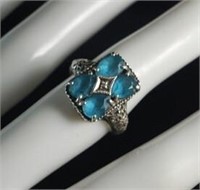 925 Ring with Blue Stones