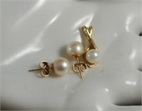 14K Pendant & Pearl Earrings