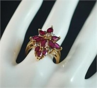 925 Ring w/Pink/Red Stones