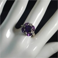 925 Ring w/Purple & Clear Stone