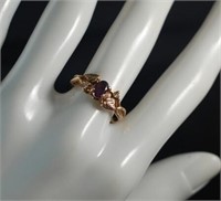 10K Ring w/Purple Stone