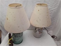 2 Seashell Lamps, works, half gallon jars