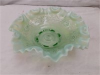 Green Opalescent Jefferson Glass Bowl 9"