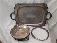 Silver?/ Silver Plate Tray weighs 6+lbs is 22 1/4"