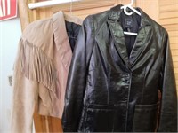 2 Leather Jackets Black xs, Brown med.
