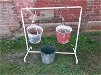 3 Metal Paint Buckets 2 w/Hangers