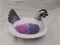 Hand Painted Hen on Nest 7" long