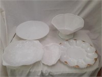 Milk Glass Cake, Egg Plates and others