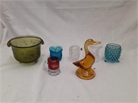 Lot of Toothpick Holders and Glass Goose