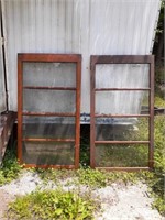 2 Vintage Doors Wood and Glass 64 x 35 & 65 x 34.5