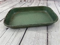 Green vintage metal baking pan  8x12