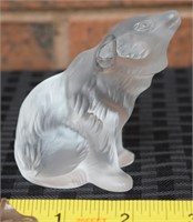 Lalique France Crystal Howling Wolf figure 3"