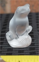 Lalique France Crystal Frog figure 2 1/4"