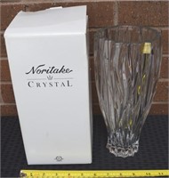 Noritake crystal Satin Leaves 10.5" tall vase