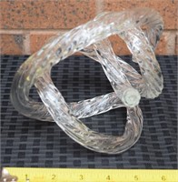 Freeform blown art glass twisted rope sculpture