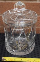 Vtg lead crystal lidded bisbuit jar