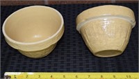 2 - Yellow Ware Glazed Stoneware USA Bowls