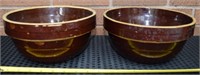 2 - Brown drip glaze stoneware crock bowls